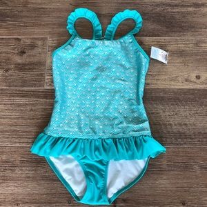 NWT Cat & Jack UPF 50+ Teal Bathing Suit size L
